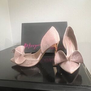 Betsey Johnson Pink Champagne Glitter Heel with Bow